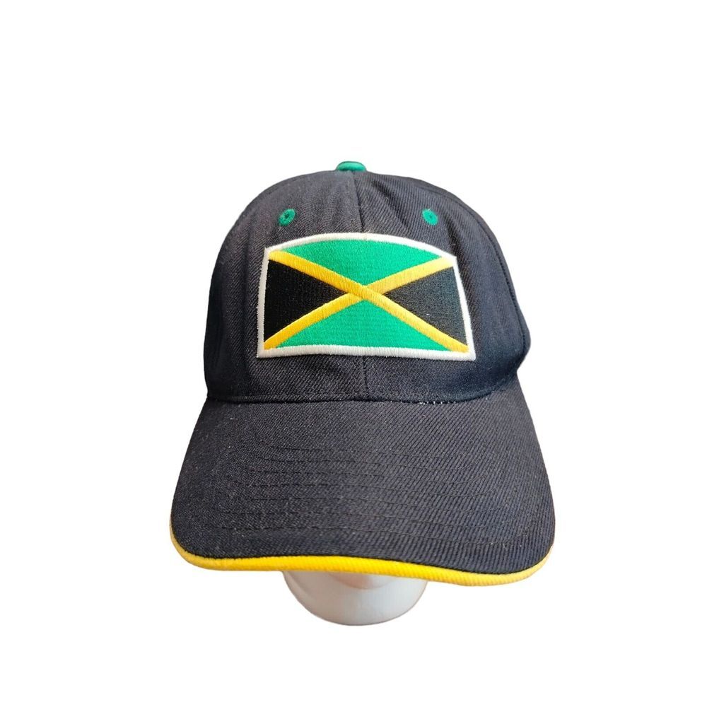Pit Bull Hat Men's Large Black Jamaica Flag Embroidered‎ Baseball Cap Acrylic